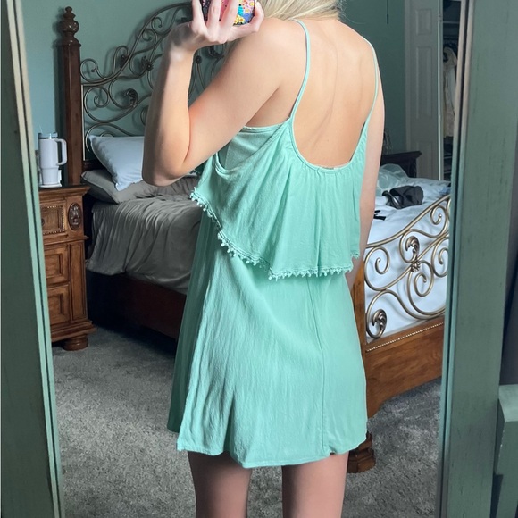 Solemio Green Drop Shoulder Mini Dress Size Small - Picture 3 of 12